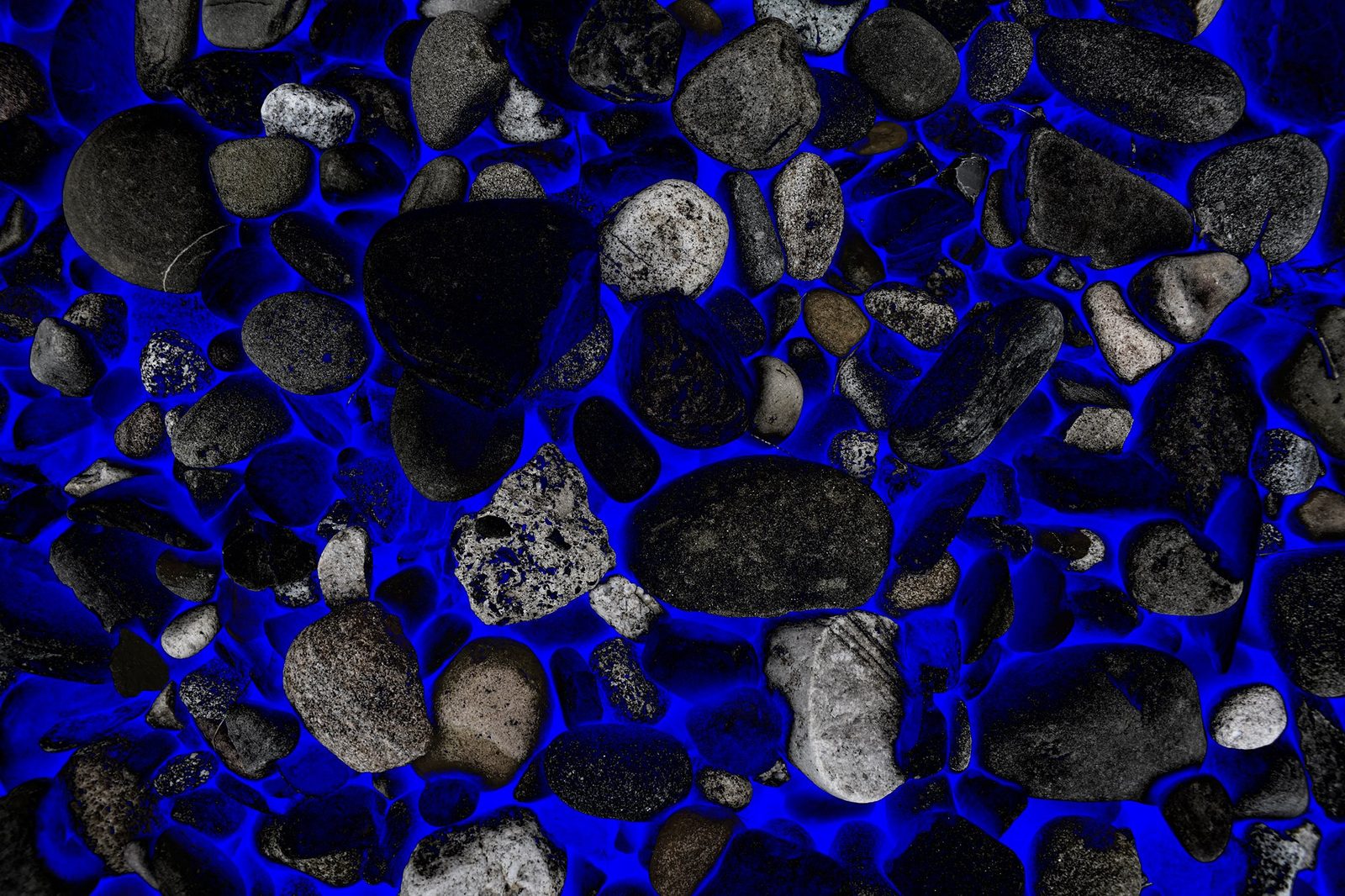 River Stones — Deep — Lancaster County. Blue fill. The riverbed as a night sky with gravity. End of the color run.