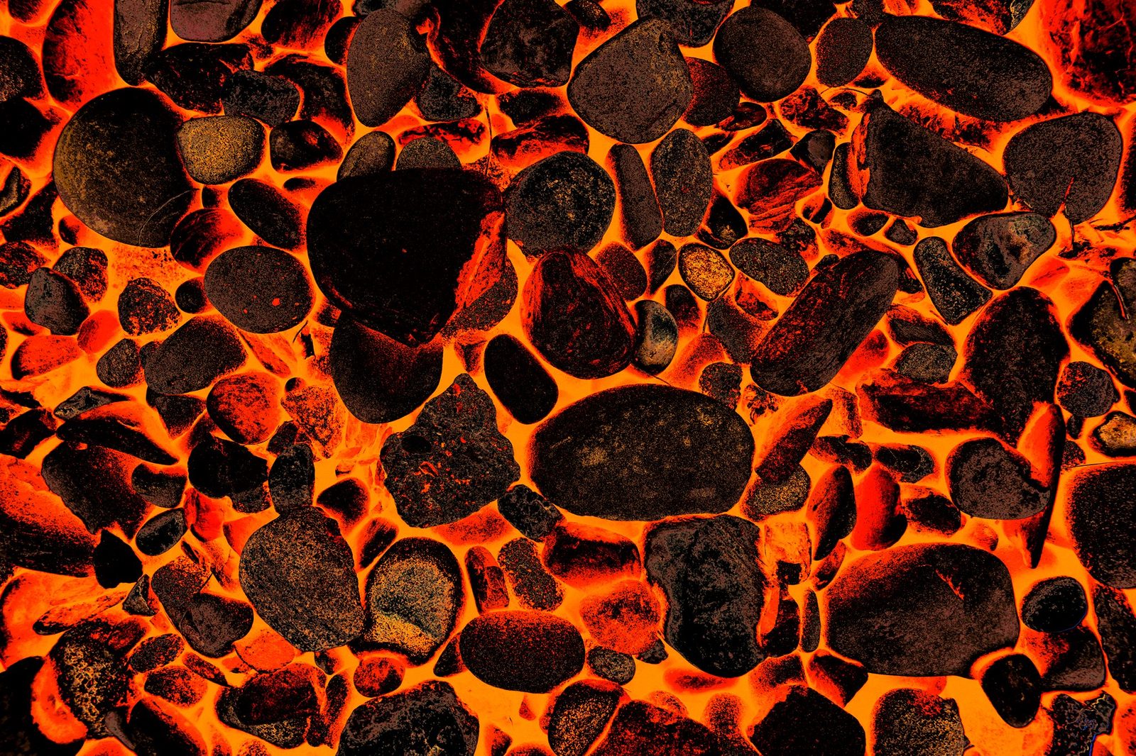 River Stones — Ember — Lancaster County. Orange between the rocks. The stones don’t change. The light does.