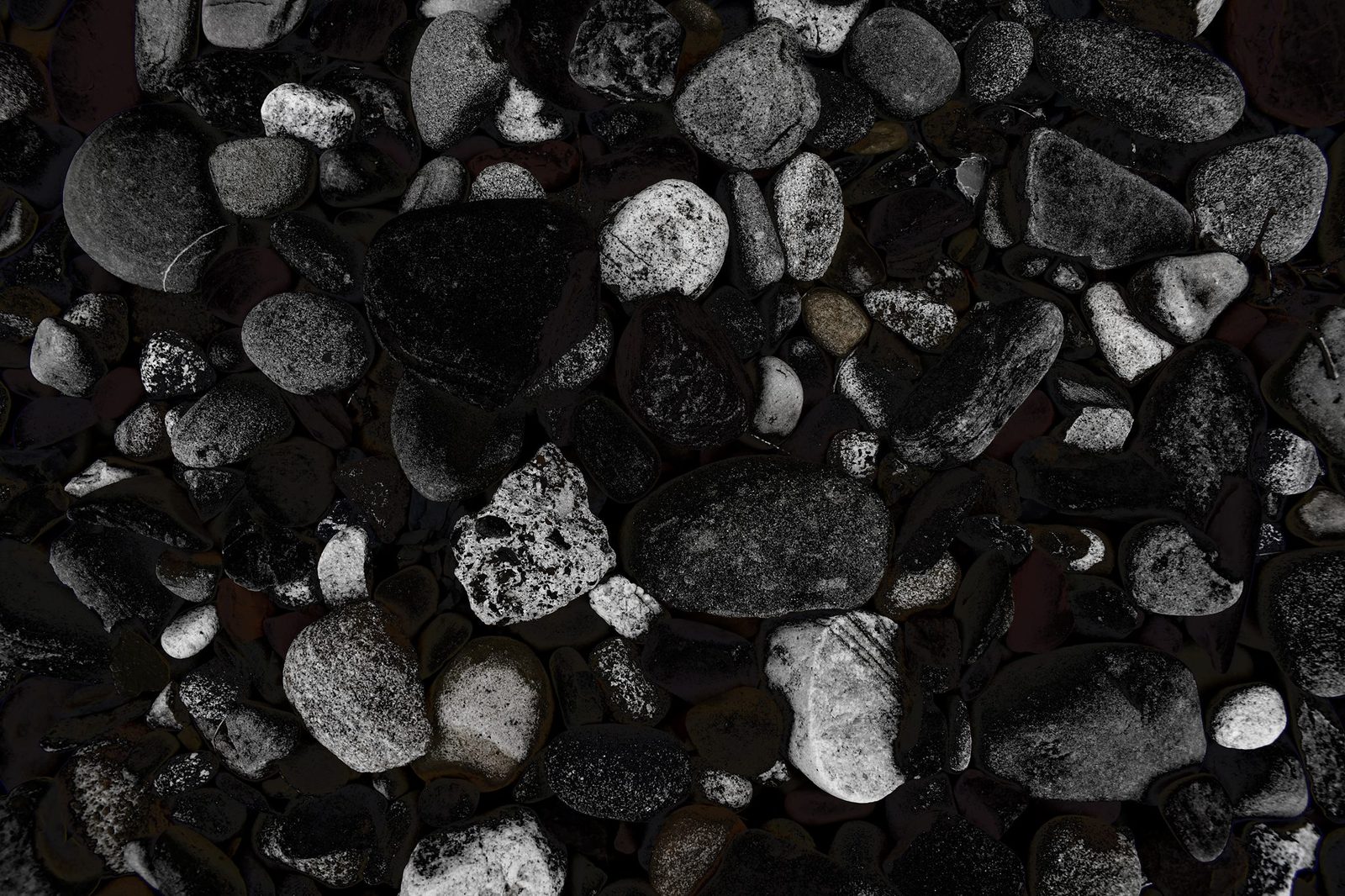 River Stones — Night — Lancaster County. Near black. The stones almost disappear. The last pass before the series goes dark.